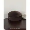 Nuevo Estilo Otoño Temprano Gorra Marrón de Fieltro de Lana Estilo Newsboy Boina para Mujer Otoño/Invierno Sombrero de Montar Sombrero de Copa Retro Sombrero Octogonal de Pintor