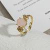 Anillo Vintage de Piedra Ojo de Tigre Estilo Corte para Mujer Verde Dongling Piedra Natural Incrustación Apertura Ajustable Anillo de Lujo Ligero de Término Solar