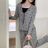 Pijama de Modal Primavera y Otoño con Almohadillas en el Pecho para Mujer, Conjunto de Ropa de Casa de Manga Larga Estilo Puro Lust de Gama Alta, Estilo Caliente para Transmisión en Vivo Dropshipping