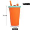 Taza de Silicona de Grado Alimenticio, Reutilizable, Anticaída, Taza con Popote para Niños, Taza Portátil para Enjuague Bucal para el Hogar, Vaso de Cerveza