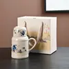 Tetera pequeña estilo chino vintage con tapa, pintada a mano, taza de cerámica, ideal para preparar té en la oficina, un gran regalo y una tetera de viaje