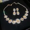 Aretes Cuadrados y Redondos con Diamantes y Tachuelas Plateadas, Collar, Cadena para Suéter Estilo Vintage de la Corte Francesa, Exquisito Set de Joyería de Alta Gama
