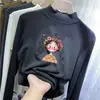 Camisa Base de Veludo para Meninas Outono e Inverno Novo Estilo Meia-Gola Alta Top Interno Camiseta de Manga Longa para Crianças Bebê Menino