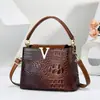 Bolsa elegante e texturizada com design de padrão de pele de cobra e crocodilo, bolsa transversal versátil, bolsa feminina casual, bolsas transfronteiriças