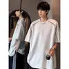 Camiseta Masculina Deconstructed Pesada Manga Curta Verão Tendência Marca Bonita Meia Manga Americana Amiga da Pele Respirável Roupas Largas