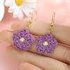 Aretes de Girasol Tejidos de Invierno Mori Aretes Lindos de Temperamento Femenino Hechos a Mano Gancho para la Oreja Dulce Flor Lana