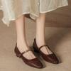 Zapatos Planos de Gama Alta para Mujer Boca Baja No Cansan los Pies Estilo Pequeño Chanel Vintage Negro Piel Suave Zapatos de una Sola Capa Tacón Grueso Zapatos Mary Jane Franceses