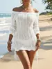 Moda femenina europea y americana transfronteriza Lujo ligero francés hombros descubiertos vestido ajustado de color liso con cordón para vacaciones en la playa