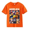 Comércio Exterior Roupas Infantis ROBLOX Roupas Familiares de Meia-manga para Crianças Camiseta de Manga Curta de Algodão Puro de Verão Europeia e Americana Camiseta de Manga Curta Transfronteiriça para Homens e Mulheres