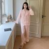 Pijama de seda de hielo para mujer, pantalones de manga larga de otoño, cárdigan holgado sencillo con diseño de mariposa, ropa de abrigo de seda de tendencia en Internet, traje para el hogar