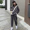 Sudadera con Forro Polar Gruesa Talla Grande Moda Casual para Mujer Nuevo Conjunto de Dos Piezas Estilo Coreano para Estudiantes Otoño/Invierno 2020