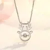 Regalo de Navidad: Collar elegante con colgante de ciervo Mori para mujer, de plata con forma de corazón palpitante, con cadena para clavícula.