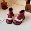 Botas de Piel para Niñas 2026 Nuevos Zapatos Infantiles Suela Suave Antideslizantes Botas de Princesa para Niña Pequeña con Felpa Segunda Capa de Algodón Botas Cortas de Algodón