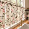 Cortinas Florales Estilo Retro Francés Americano Dormitorio Sala de Estar Balcón Ventana Saliente Cocina Cortinas Blackout Media Cortinas Cortinas de Puerta Cortinas Pequeñas Cortas