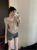 Diseño de solapa con cinta retorcida elegante y con estilo, Primavera y Otoño, Puro Lujo, Ajuste Delgado Sexy, Versátil, Manga Larga, Top Casual