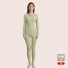 Ropa de Otoño Antibacteriana de 10A y Pantalones Largos, Categoría a Algodón Puro para Mujer Ropa Interior Fina Cuello Redondo Base Ajustado Conjunto Térmico Íntimo