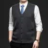 Cardigan de Tricô Masculino Aberto nas Costas Roupas Casuais Largas para Idosos Cardigan Sem Mangas Suéter Masculino Outono