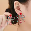 Pendientes de Bola de Pelo con Lazo de Color de Moda Transfronterizos Pendiente Creativo de Santa Pendientes de Navidad