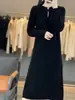 Nuevo Vestido de Punto de Lana para Mujer Otoño e Invierno Nuevo Suéter Base de Punto Retorcido Vestido Suéter Corte Holgado