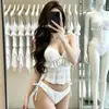 4 Colores Nuevo Estilo Coreano Ins Lujo Pequeño Bikini Sexy Color Sólido Chica Pura Deseo Traje de Baño Bikini para Resort de Aguas Termales