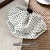 Presilha de rabo de cavalo de cetim com bolinhas brancas, presilha tubarão para nuca feminina, acessório de cabelo de alta qualidade, penteado meio preso, adorno de cabeça elegante, moderno