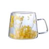 Suministro transfronterizo网红 flor real doble capa de vidrio alto valor de color regalo acompañante taza de café alto borosilicato taza simple