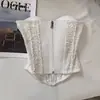 Elegante Top de Tubo Blanco Tridimensional de Socialité, Capa Base Chic Ajustada Estilo Coreano para Ropa Exterior