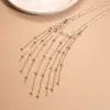 Cadena de Cristal de Vidrio Europeo y Americano con Borla Larga Collar Lujo Accesible Moda de Gama Alta Elegante Collar de Nicho para Mujeres