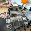 Suéter de punto a rayas con bloques de color, talla grande, para mujer, transfronterizo, suave y cómodo, elegante, adelgazante, suéter de punto, top versátil