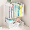 Organizador de libros para escritorio de estudiante, estantería de escritorio para el hogar, estante de almacenamiento de papelería de doble capa y múltiples filas