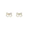 Pendientes de lazo 2025 nuevos pendientes de diseño de nicho de moda pendientes pequeños minimalistas de tachuela con gota de aceite para mujer para otoño