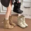 Botines Apilados de Nuevo Estilo Otoñal Botas de Caballero con Cinturón de Cuero Retro Botas de Moda Versátiles Estilo Europeo y Americano 2026 Botas para Mujer Hebilla Adelgazante