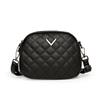 Bolsa Feminina Mais Vendida, Couro Genuíno, Bordado de Losango, Pequena Bolsa de Ombro Transversal Três Compartimentos Estilo Chanel, Bolsa para Mãe