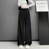 Pantalones Anchos Retro con Lazo Afelpado para Mujer Primavera y Otoño Nuevos de Cintura Alta Sueltos Rectos Caídos Casuales para Personas Bajas