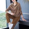 Primavera e Outono moda casual sportswear terno feminino outono solto ligeiramente gordo emagrecimento meia-idade mãe usar suéter de duas peças