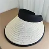 Visera de Moda Versátil con Bloques de Color para Mujer, Sombrero de Paja para Protección Solar de Verano, Sombrero de Sol para Exteriores, Viajes Diarios y Vacaciones, Moderno