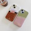 Capa de couro com letras inglesas bronzeadas de duas cores para iPhone16/15Promax/14