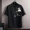 2026 Nueva Verano Seda de Hielo Delgado Manga Corta Hombre Versátil Holgado Tendencia Camiseta Nueva Chinoiserie Cuello Redondo Manga Corta Hombre