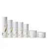 Botella de Vidrio Cosmético 100ml Botella Dosificadora Tipo Prensa Botella para Set de Crema de Agua Tarro de Crema de Vidrio Blanco Hueso 30g