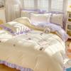 Juego de Cuatro Piezas Bordado de Dibujos Animados en Algodón Lavado Estilo Princesa Juego de Cama de Tres Piezas de Imitación de Algodón Juego de Cuatro Piezas Estilo Princesa
