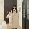Casaco de Lã Dupla Face para Figuras Baixas, Moderno e Versátil, Comprimento Médio, Moda Feminina, Novo Estilo para Primavera, Outono e Inverno