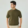 Suéter de lã pura transfronteiriço, novo modelo outono e inverno, fio Yangzi fiado fino de 16 contagens, moda versátil, cor sólida, caimento justo, manga curta