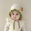 Gorro de Bebé Otoño Invierno Algodón Puro Niña Gorro de Lana para Bebé Lindo Súper Lindo Gorro de Princesa Gorro de Punto para Niños Más Terciopelo Más Grueso