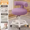 Taburete Pequeño Giratorio para Uso en Casa en la Sala de Estar, Taburete Bajo con Ruedas, Taburete para Cambiar Zapatos, Taburete de Costura con Lana de Cordero