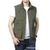 Chaleco de trabajo multibolsillos para hombre, chaleco casual para exteriores para pesca y fotografía, secado rápido, cuello alto, chaleco 2206