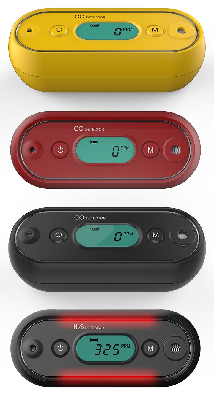 Portable CO gas detector range 1000ppm co concentration monitor LCD display sound light vibrating alarm with IP67