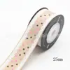 Fita de embalagem de presente com bolinhas de 25mm para grampo de cabelo, caixa de bolo DIY, cinto decorativo, fita de tecido 10 jardas/Rolo