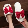 Pantuflas de Felpa de Algodón Talla Grande de Invierno para Mujer con Lazo, Pantuflas Versátiles de Moda para Interiores del Hogar, Pantuflas de Algodón Cálidas y Cómodas