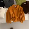 Suéter cárdigan de punto con solapa y cremallera relajado y perezoso para mujer, nuevo estilo Otoño e Invierno 2025, chaqueta de punto casual retro para personas menudas