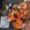 Cubo para Ramo de Halloween Cubo para Arreglo Floral Naranja Caja Pequeña Mini de Flores Empaque para Flores Floristería Caja de Regalo Floral Cubo de Flores